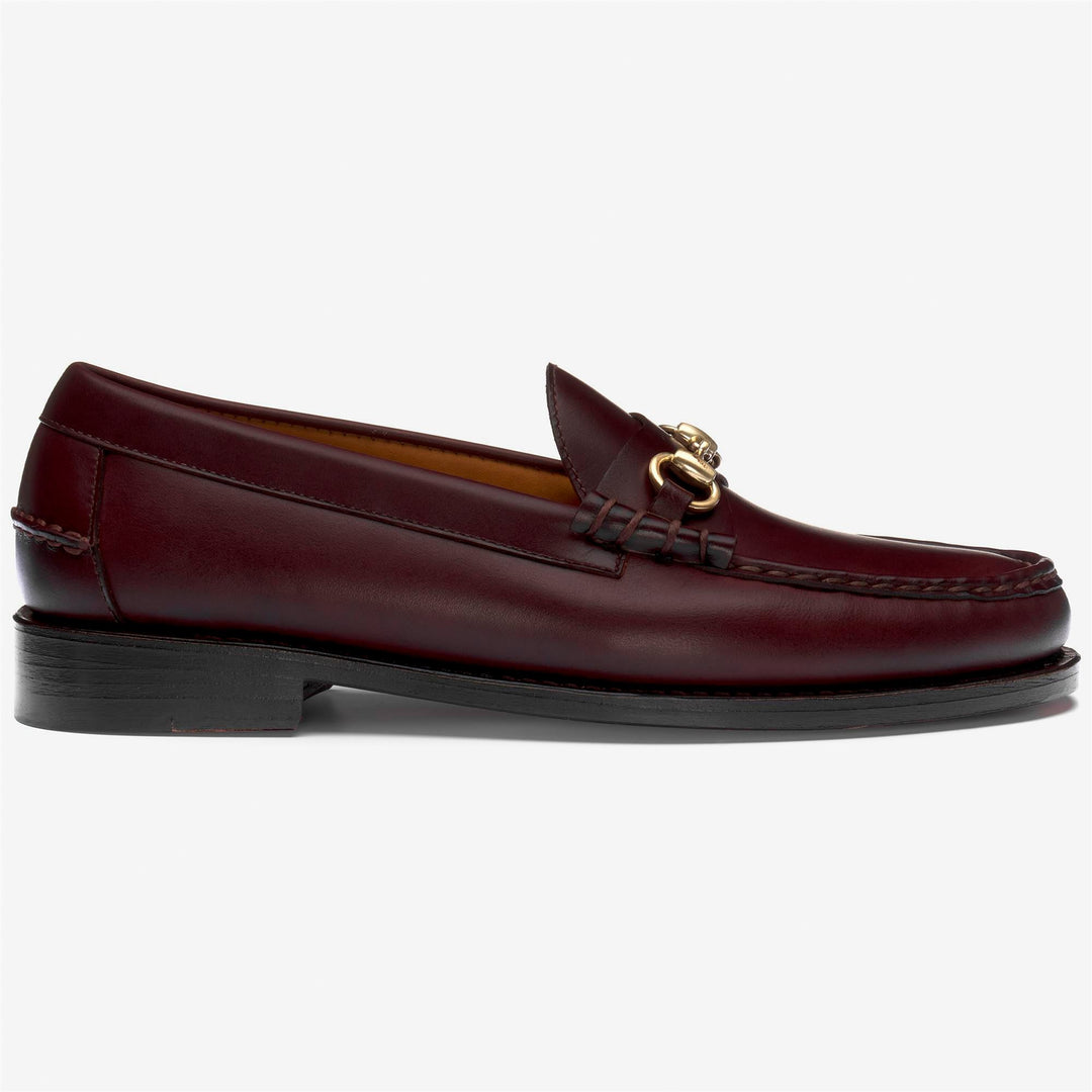 Mocasín de piel marrón oscuro para hombre con detalle de bocado de caballo 01