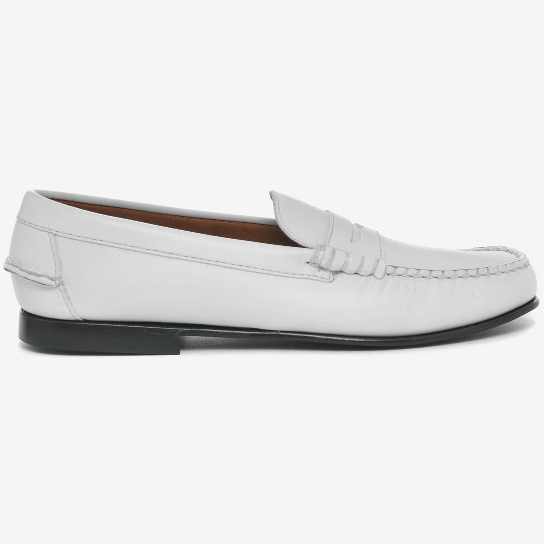 Mocassini casual da donna in pelle bianca, modello slip-on 01