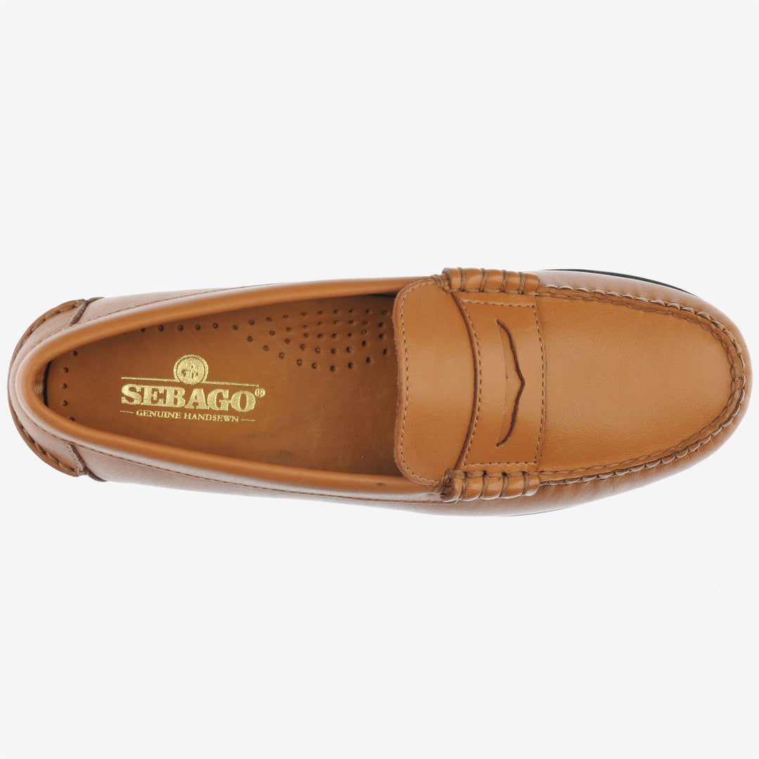 Brown Women's Leather Moccasin Slip-On with Moulded Rubber Heel main