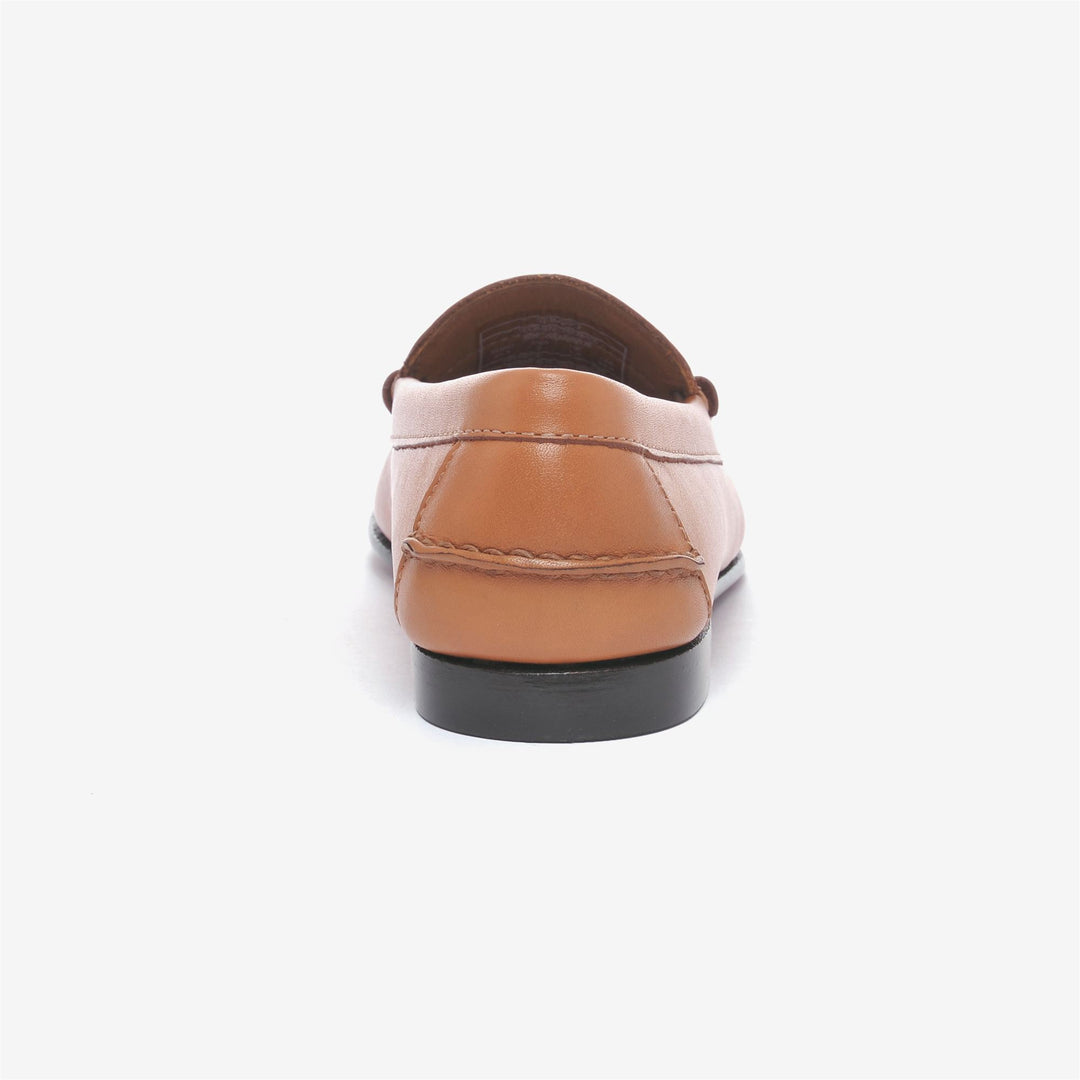 Mocassins en cuir marron pour femmes, à enfiler, avec talon en caoutchouc moulé main