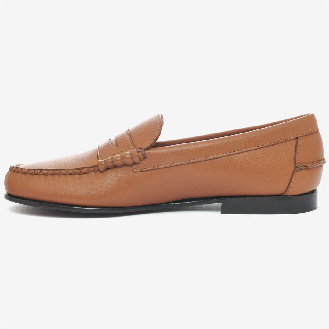 Brown Women's Leather Moccasin Slip-On with Moulded Rubber Heel main