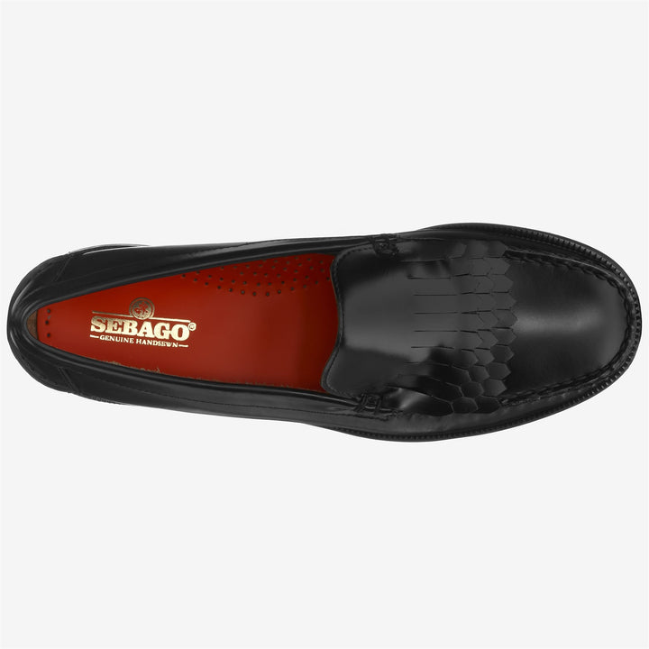 Mocassini da Lavoro Uomo Neri con Dettaglio Frange Sovrapposte 4