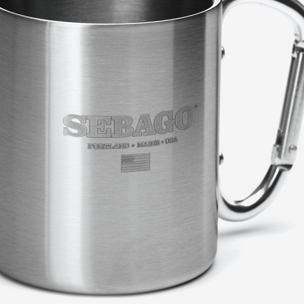 Silver grey Unisex Travel Mug with Carabiner Hook 02