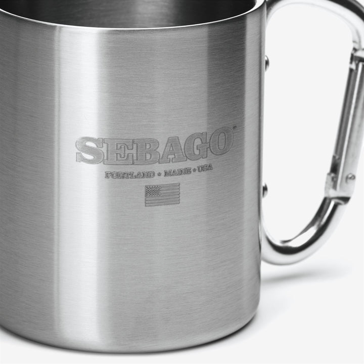 Silver grey Unisex Travel Mug with Carabiner Hook 2