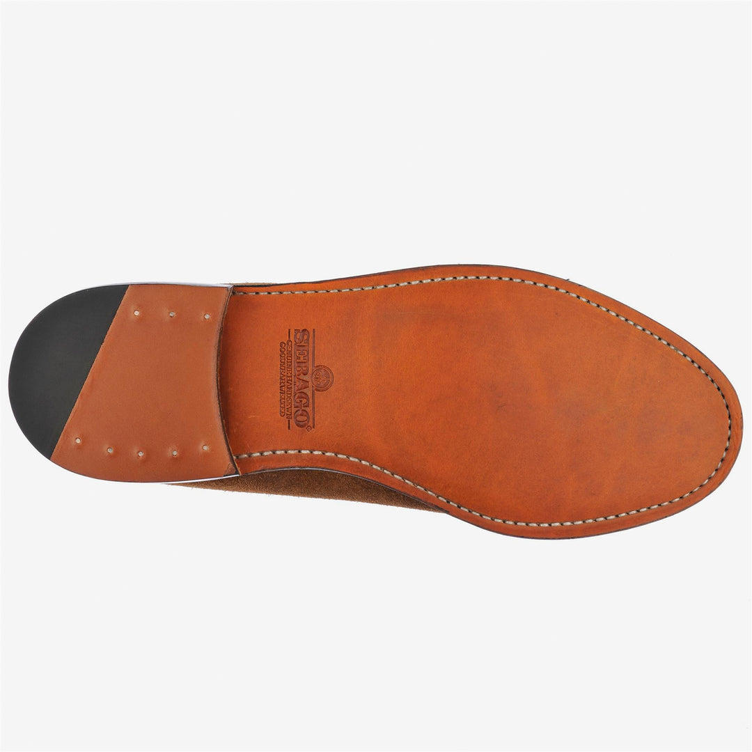 Mocassins à enfiler marron cognac pour homme avec tige en cuir main