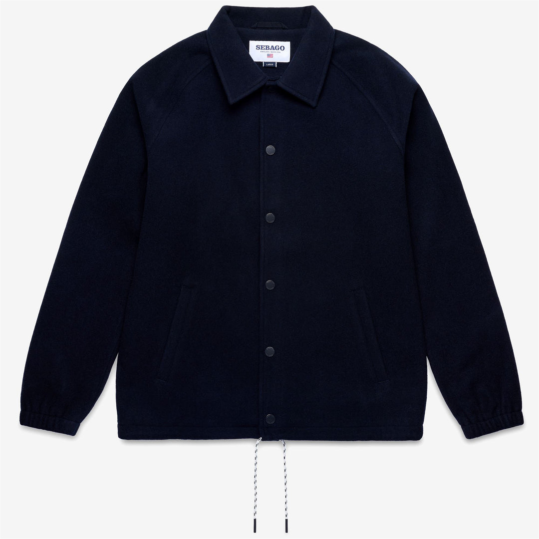 Dark blue Unisex Mid-Length Baseball Inspired Wool Jacket 01