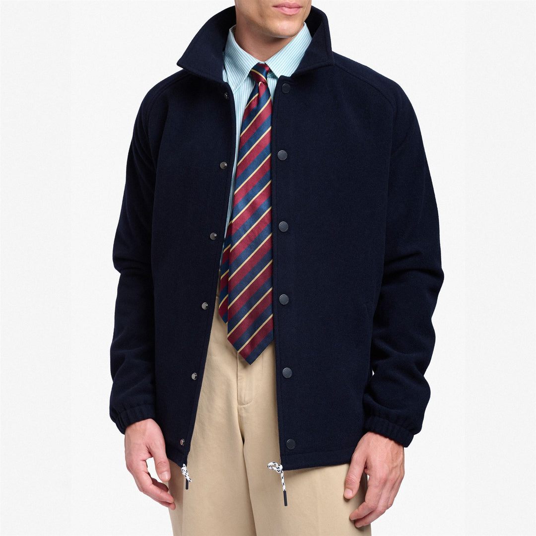 Dark blue Unisex Mid-Length Baseball Inspired Wool Jacket main