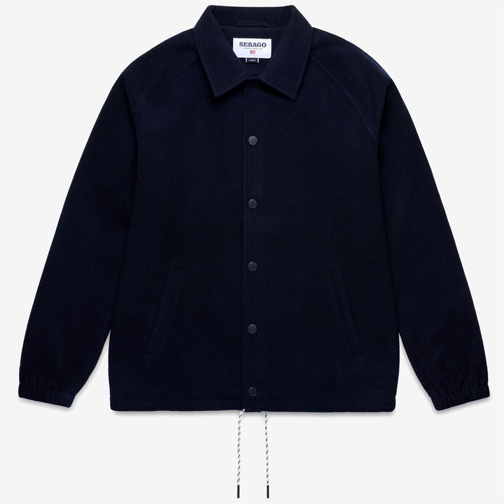 Dark blue Unisex Mid-Length Baseball Inspired Wool Jacket 1