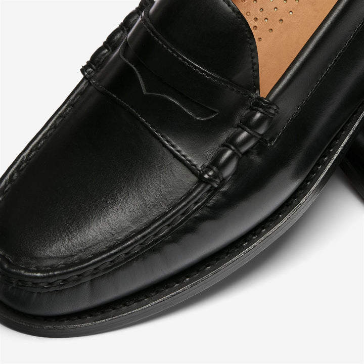 Mocassini da uomo in pelle nera con penny loafers 6