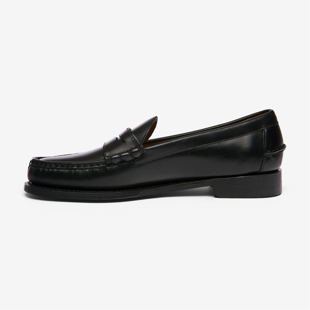 Mocassini da uomo in pelle nera con penny loafers main
