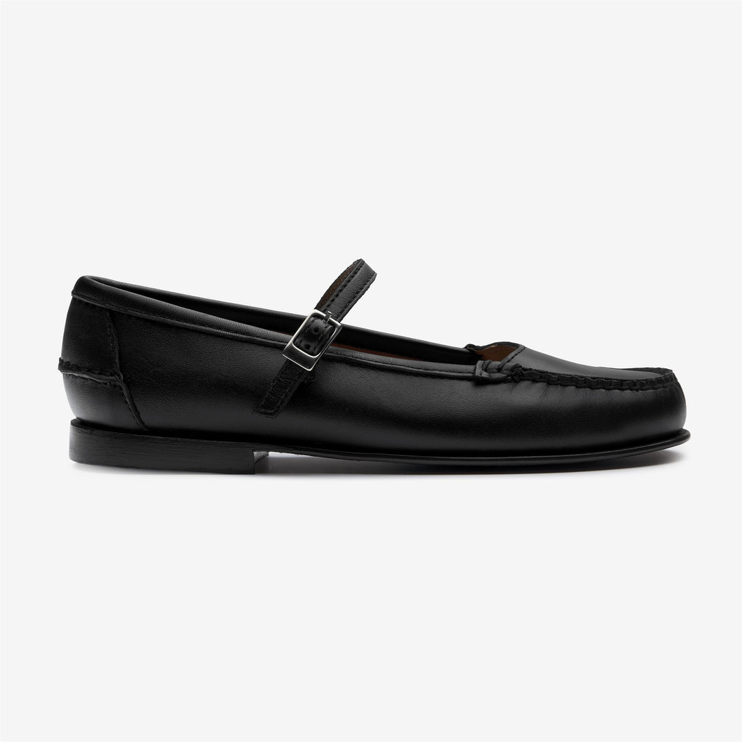 Schwarze Damen-Freizeit-Mokassin-Ballerinas aus Leder 01