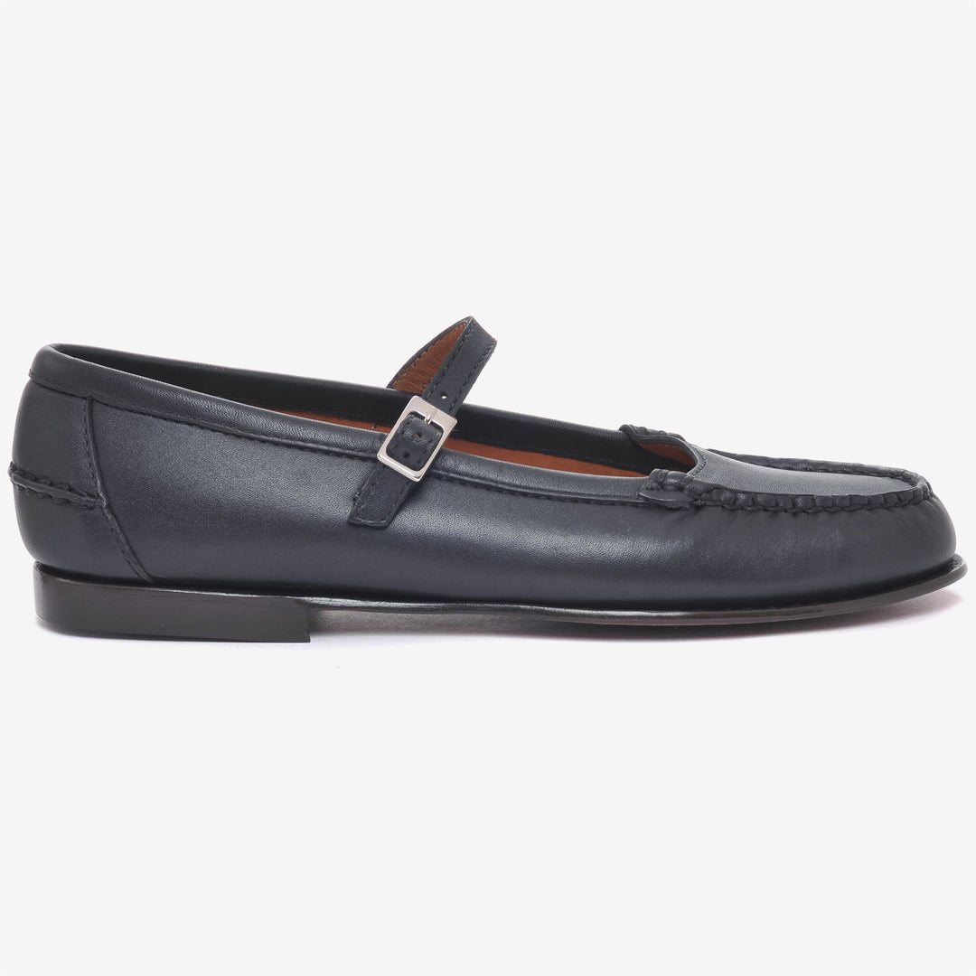 Mocassini da donna neri in pelle, modello ballerine casual 01