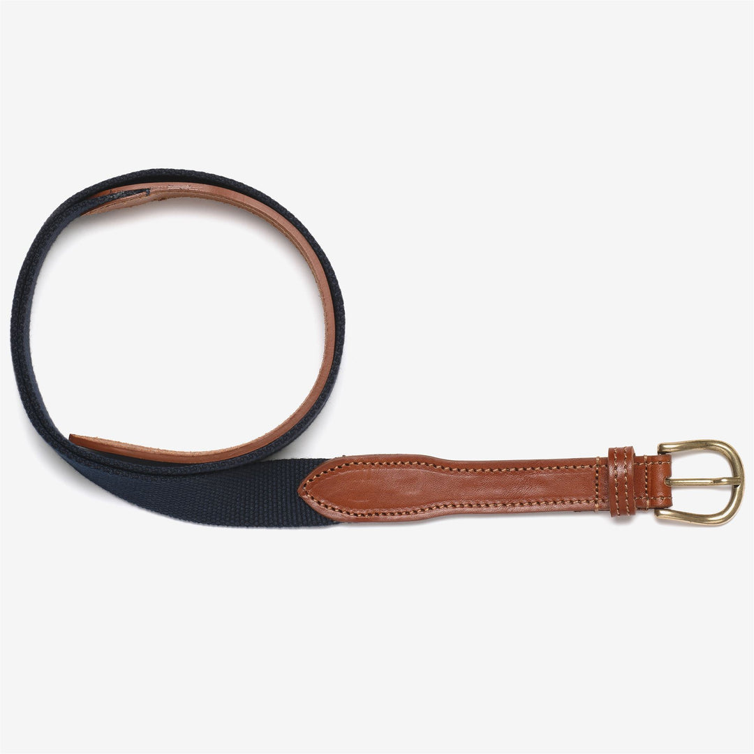 Cinturón náutico unisex azul marino con detalles de piel 01