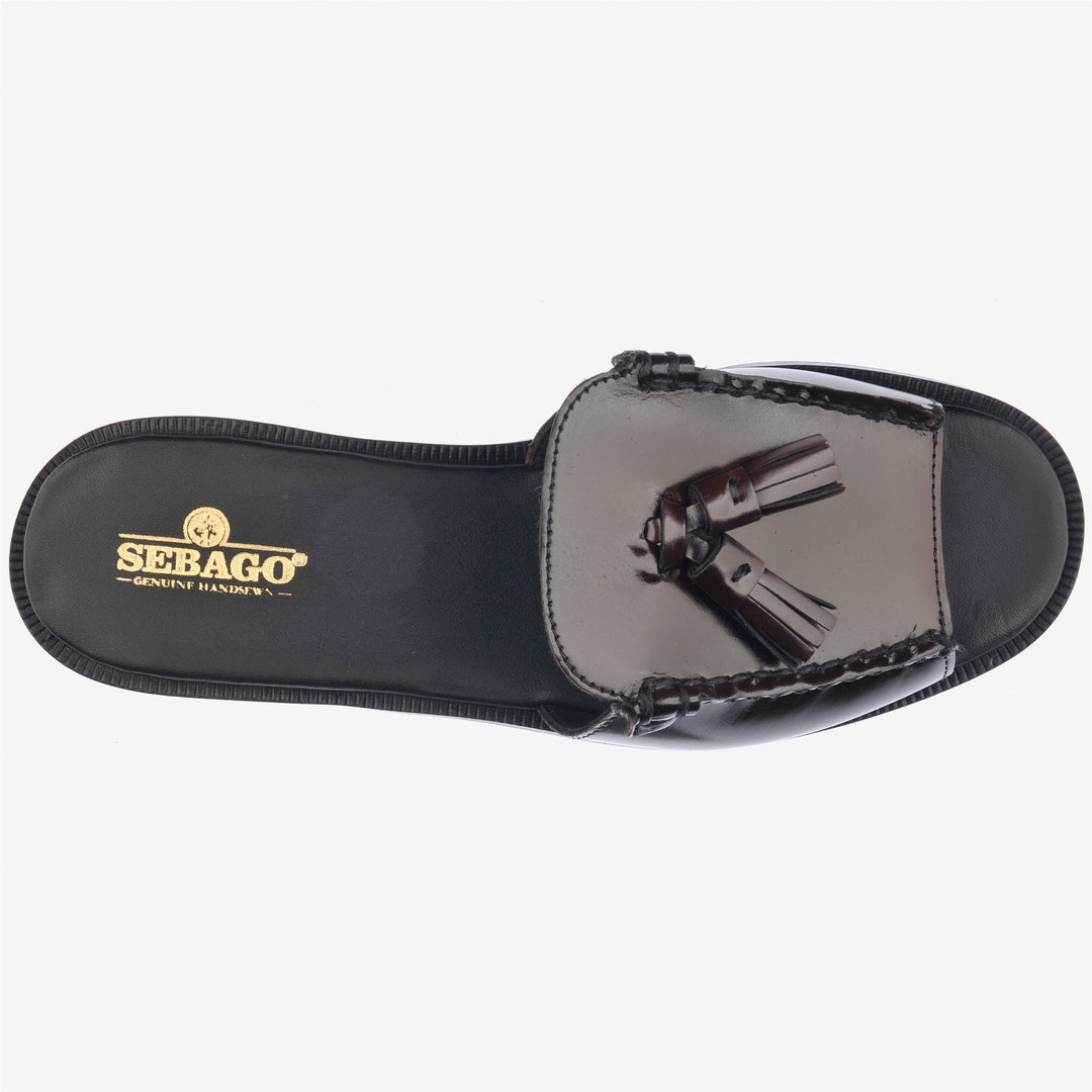 Mocassins décontractés à enfiler pour femmes, couleur bordeaux rouge, avec tige en cuir main