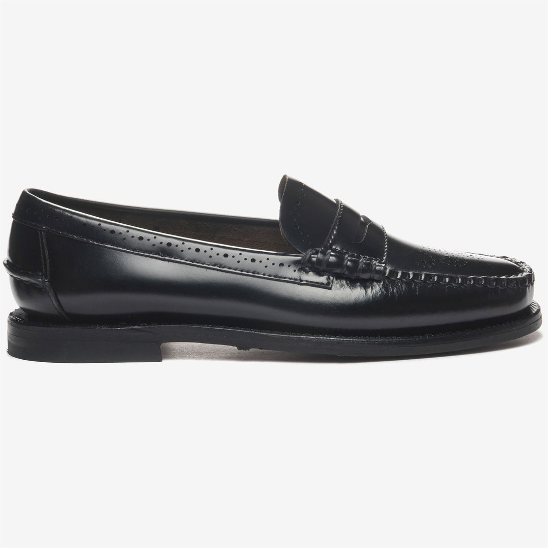 Schwarzer eleganter Damen-Ledermokassin für Business-Kleidung 01