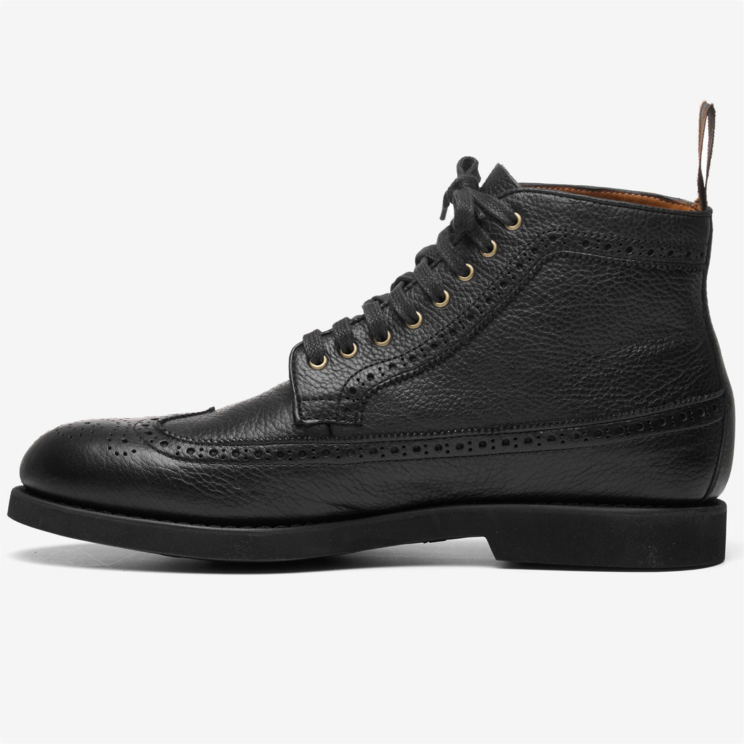 Bottines noires à lacets en cuir vieilli pour homme main