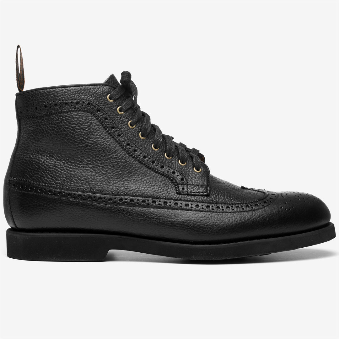 Black Men's Laced Tumbled Leather Ankle Boots 01