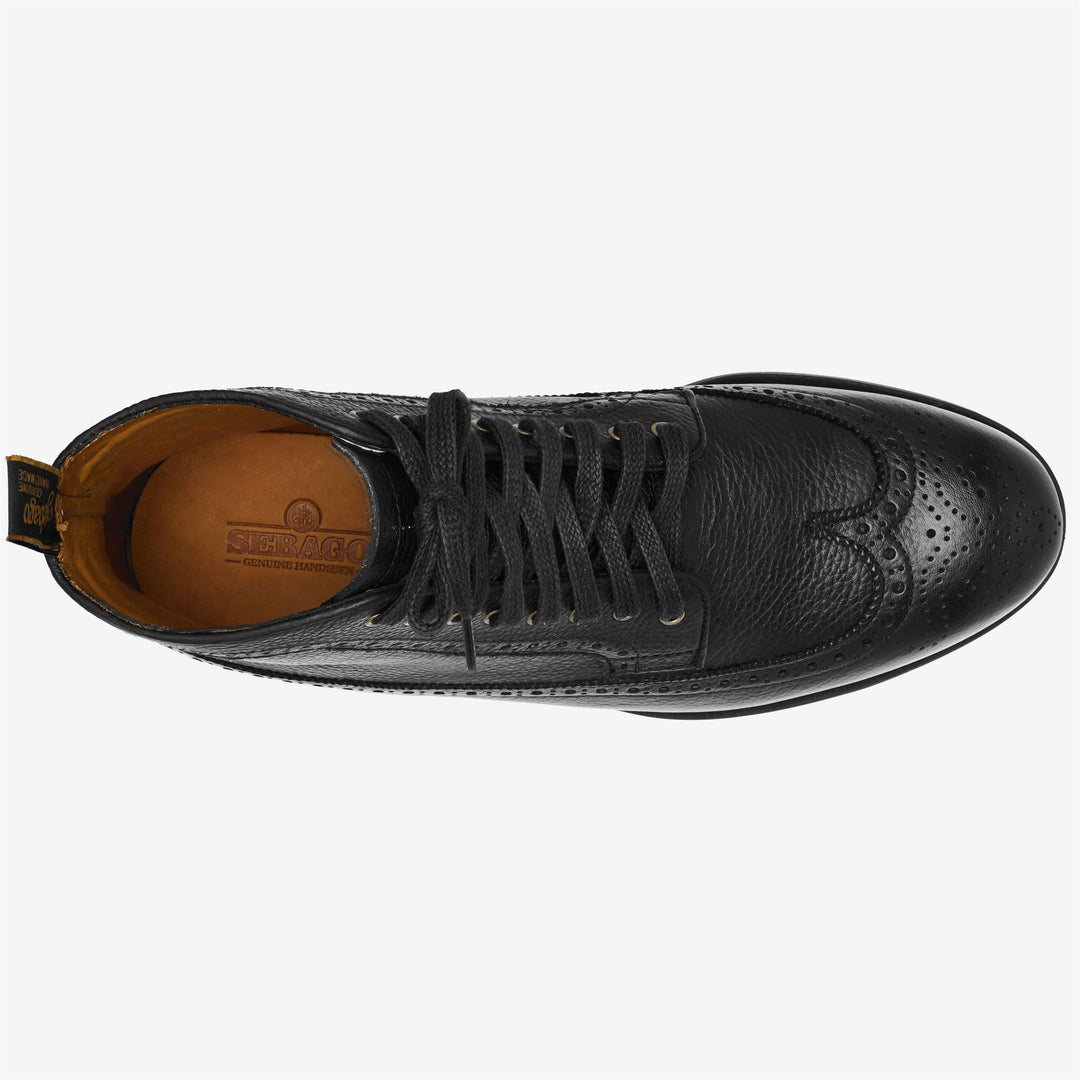 Bottines noires à lacets en cuir vieilli pour homme main