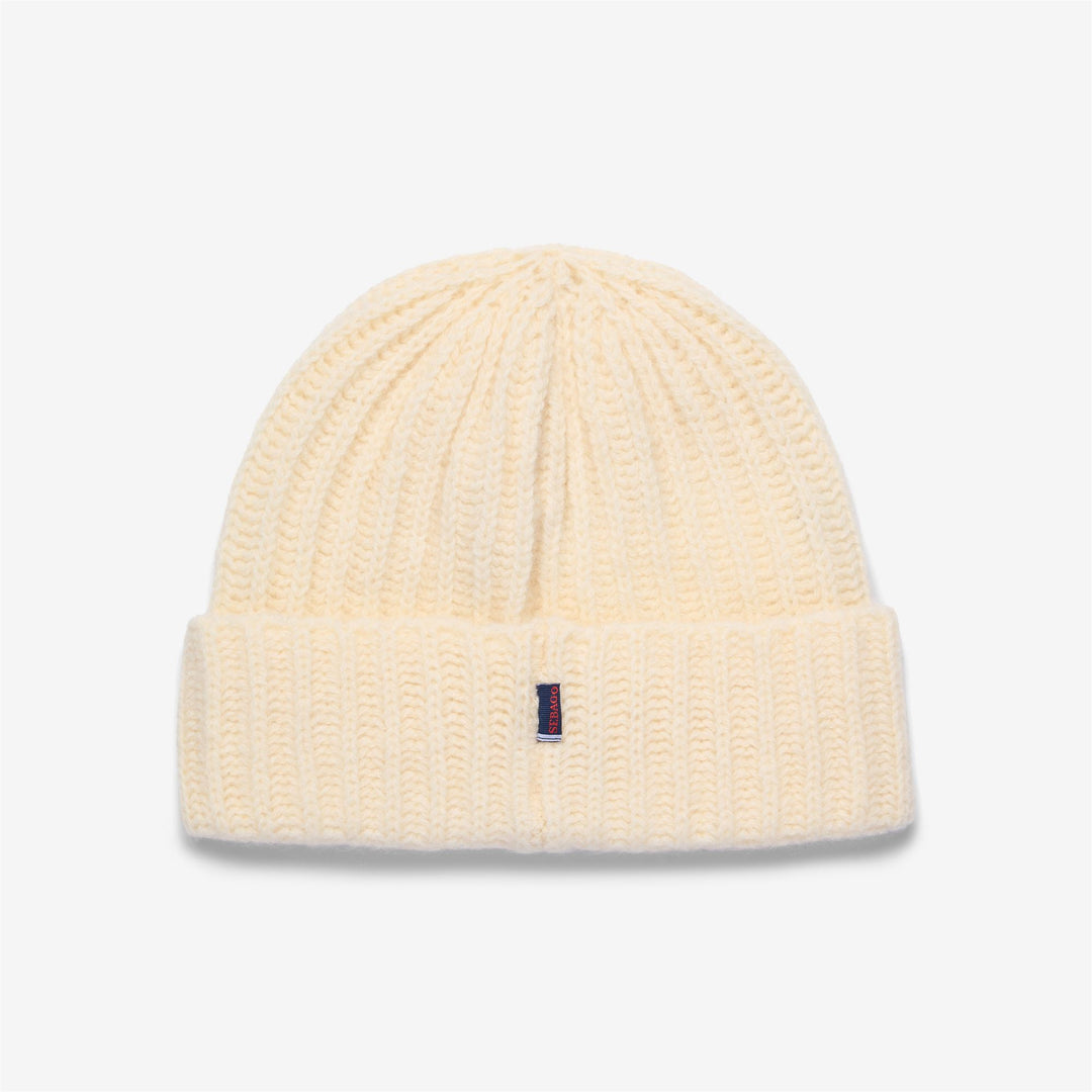 Bonnet d'hiver unisexe en laine beige main