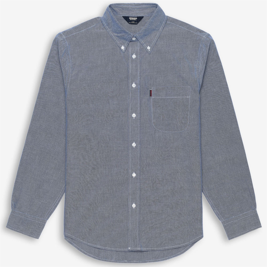 Azure Blue Men's Button-Down Yachting Shirt in Cotton 01