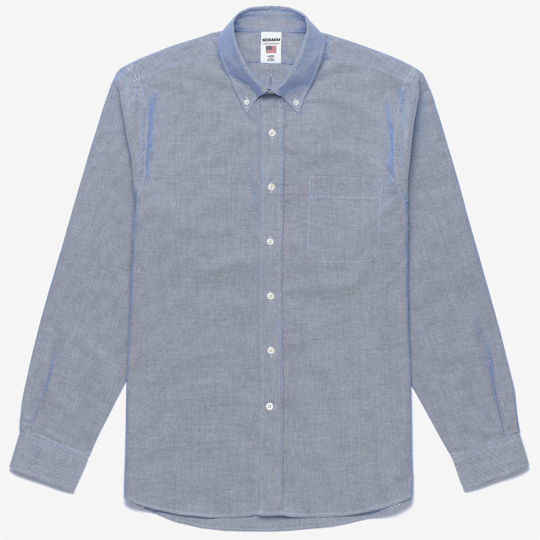 Chemise de yachting bleue boutonnée pour homme en coton 01