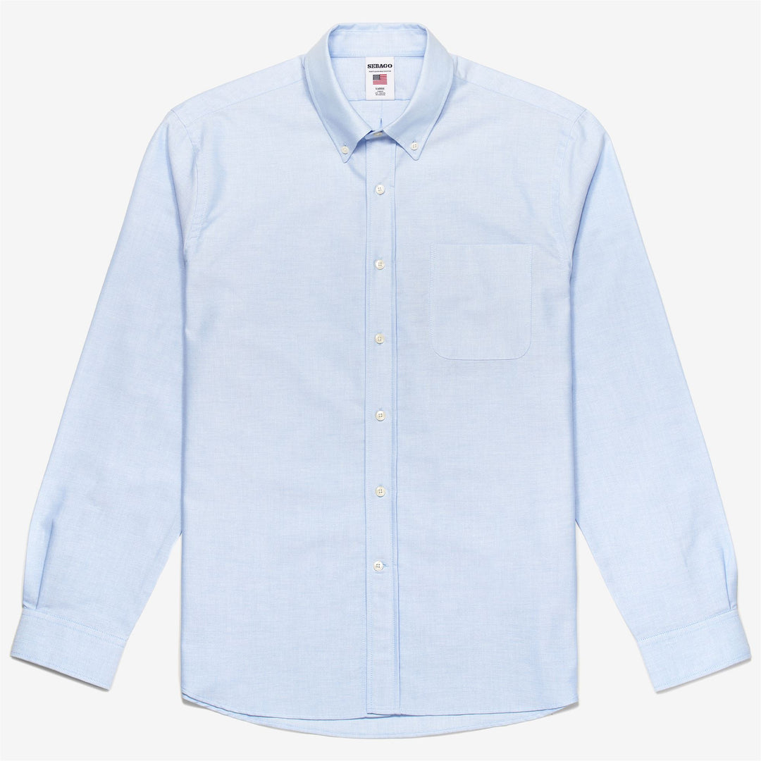 Azure Blue Men's Button-Down Yachting Shirt in Cotton 01