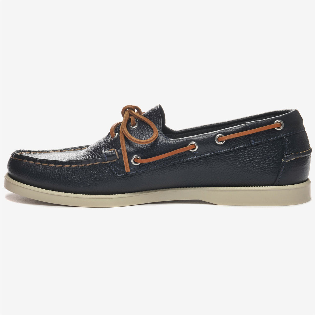 Navy Blue Men's Leather Yachting Moccasin Docksides Shoes main