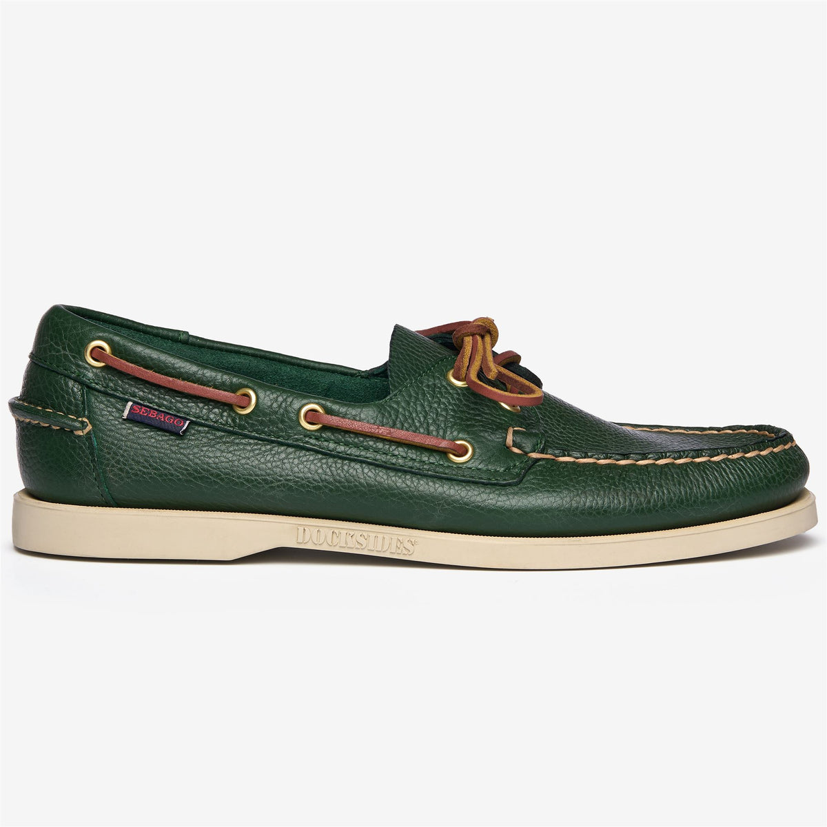 Chaussure bateau en cuir vert pour homme