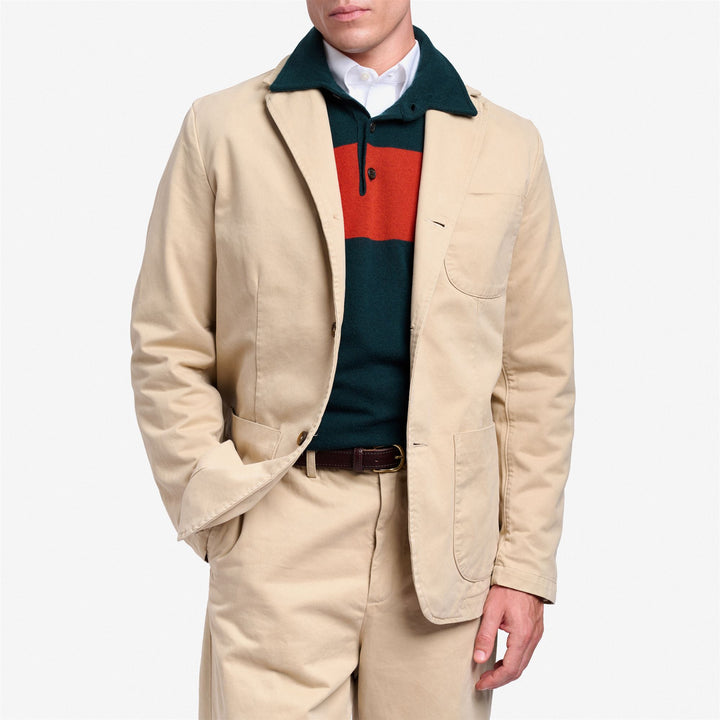 Giacca Casual in Cotone Unisex Beige Gialla per Tempo Libero 4