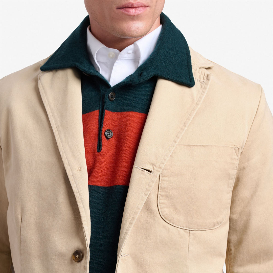 Giacca Casual in Cotone Unisex Beige Gialla per Tempo Libero main