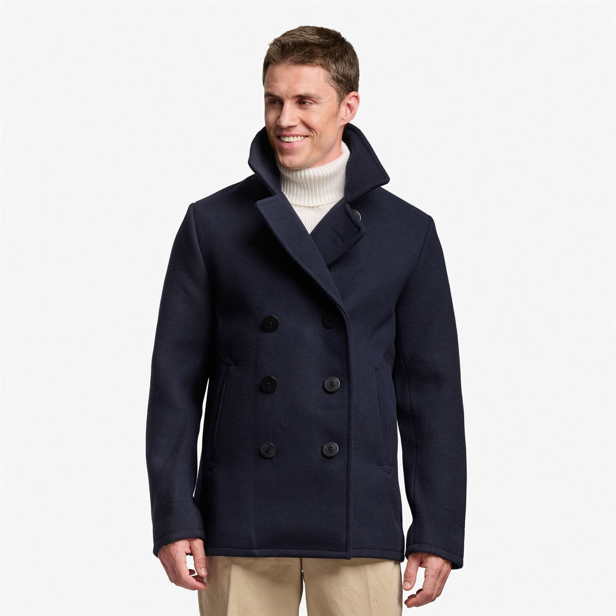 Blue Unisex Wool Pea Coat