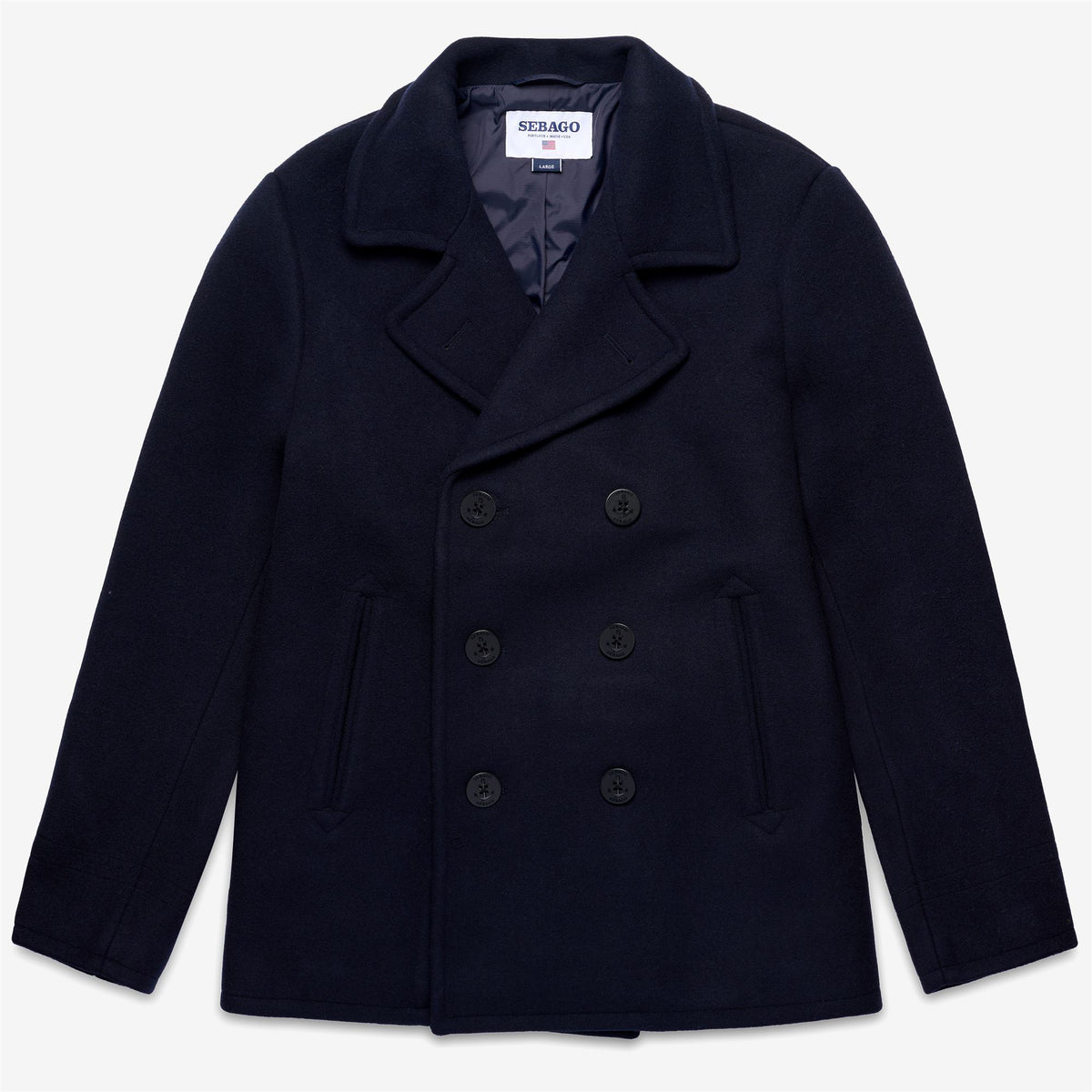 Blue Unisex Wool Pea Coat