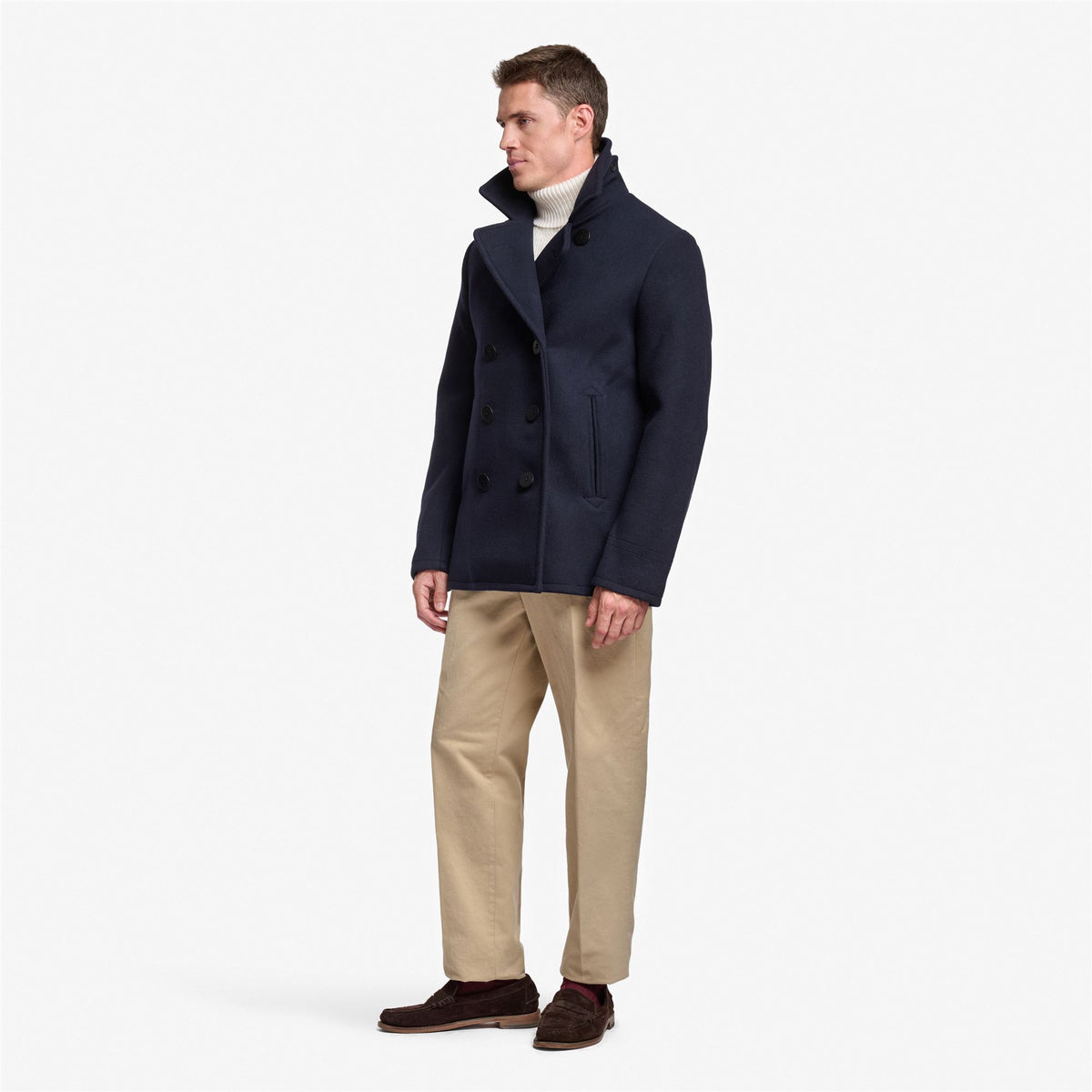 Blue Unisex Wool Pea Coat
