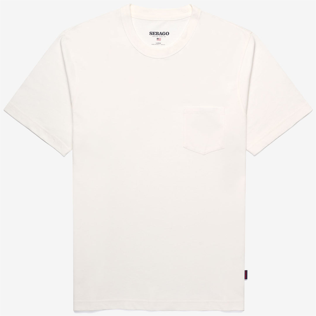 Natural white Unisex Yachting T-Shirt with Pocket and Ribbed Neck 01