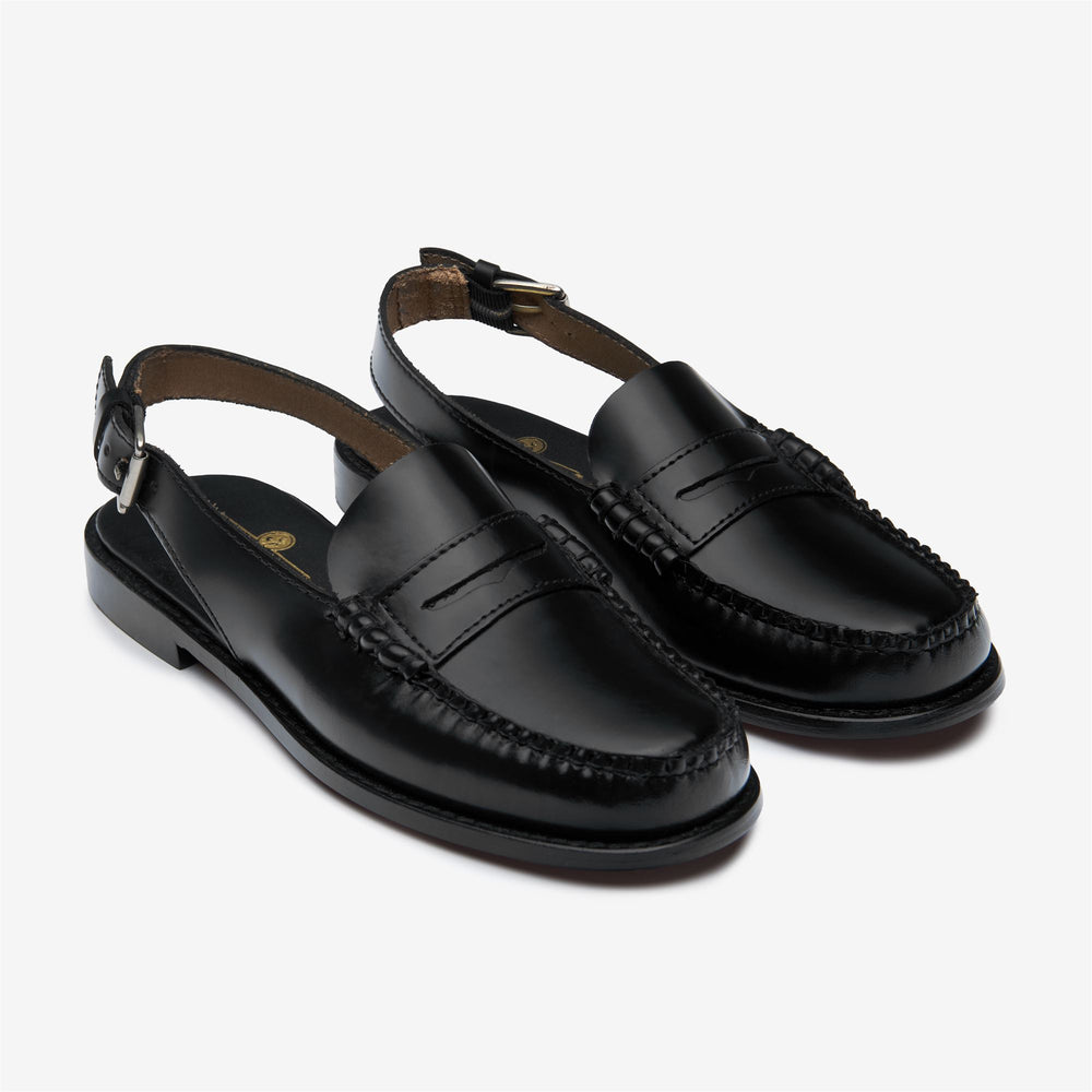 Black Women's Leather Comfort Slingback Sandals 02