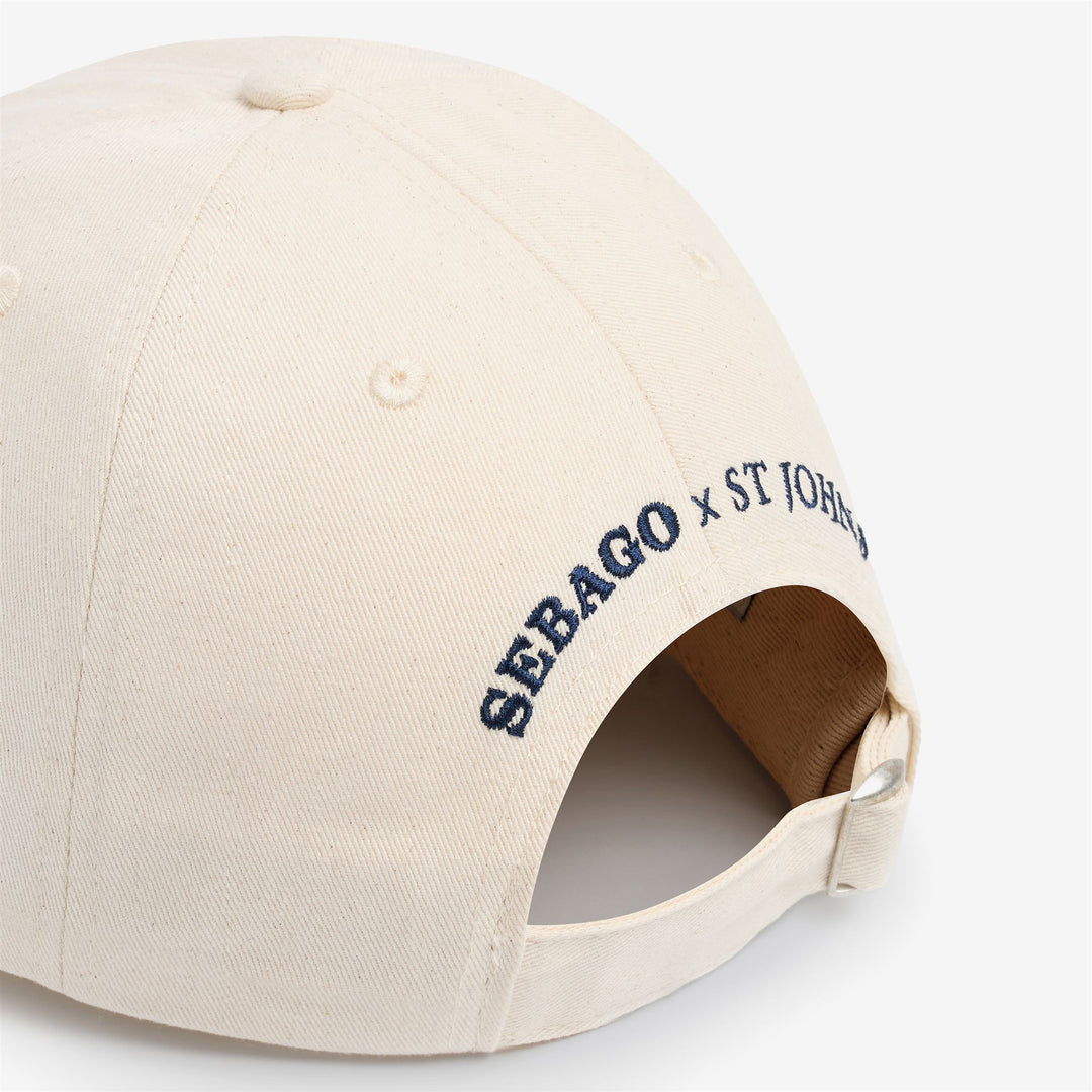 Beige unisex cotton cap with embroidered logo and adjustable strap main