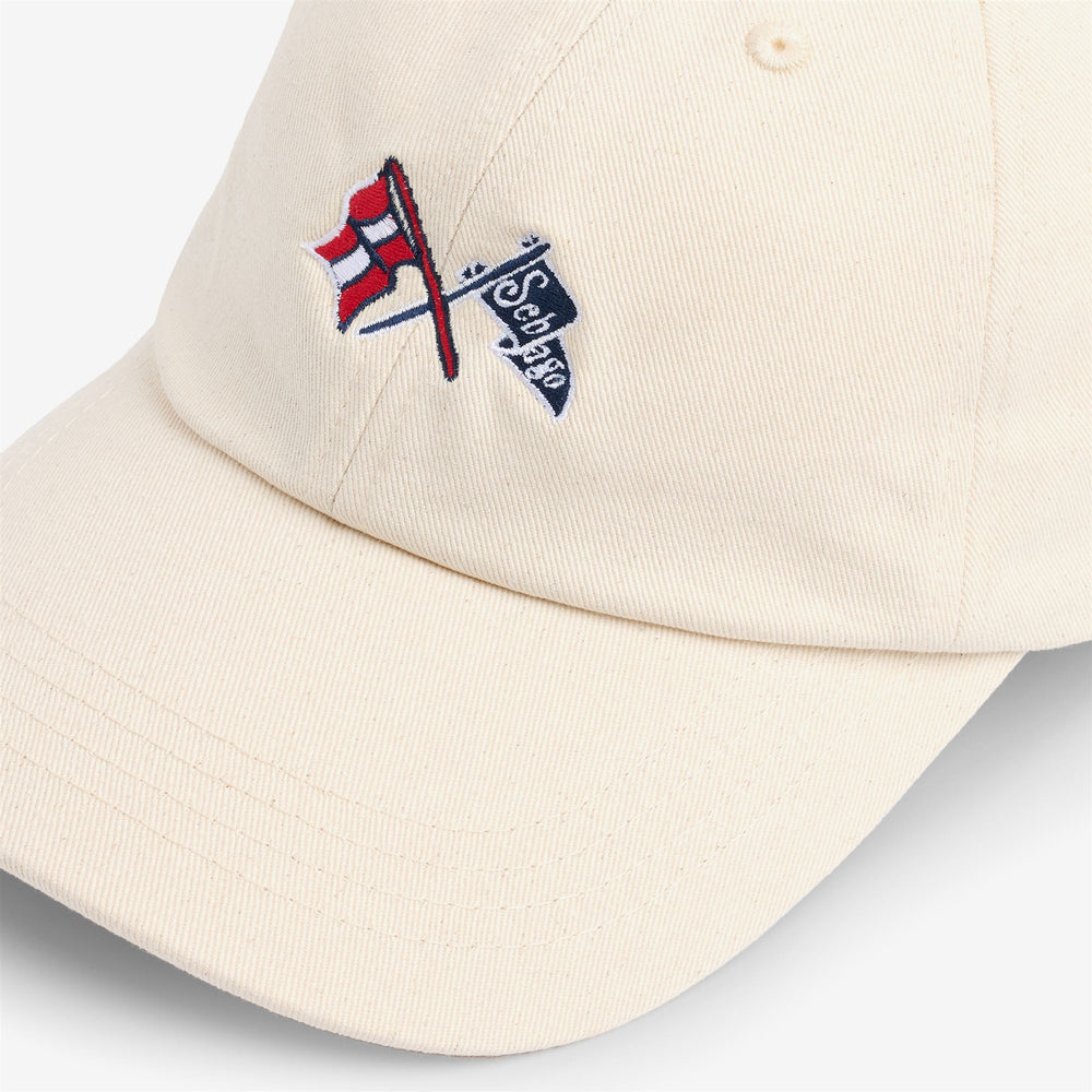 Beige unisex cotton cap with embroidered logo and adjustable strap 02