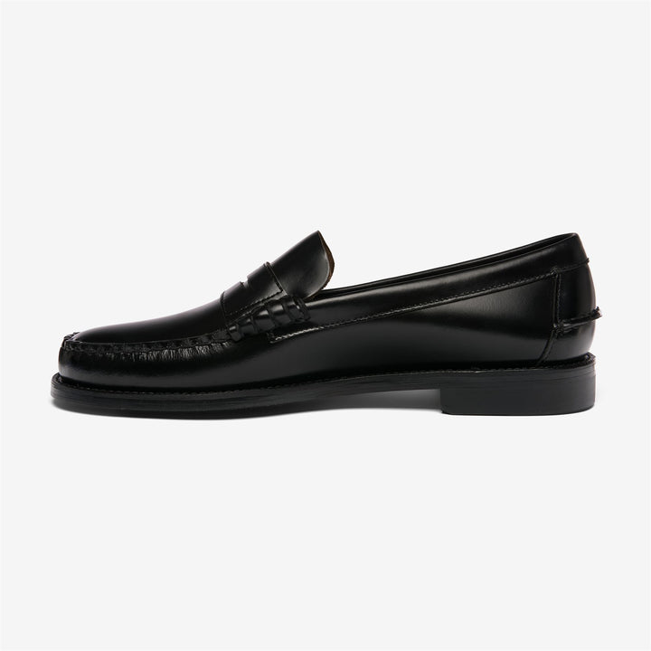 Black Men's Leather Penny Loafers with Rubber Heel 3