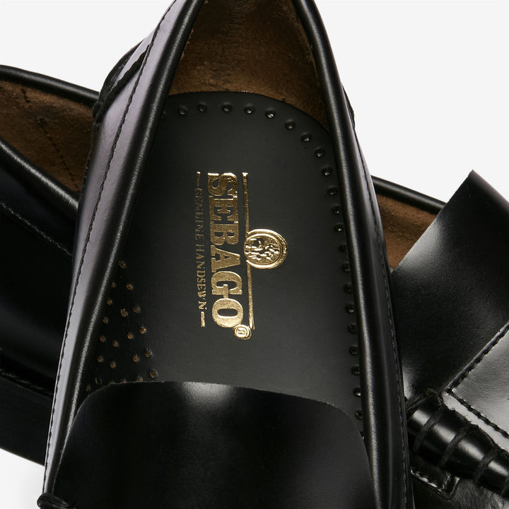 Black Men's Leather Penny Loafers with Rubber Heel 5