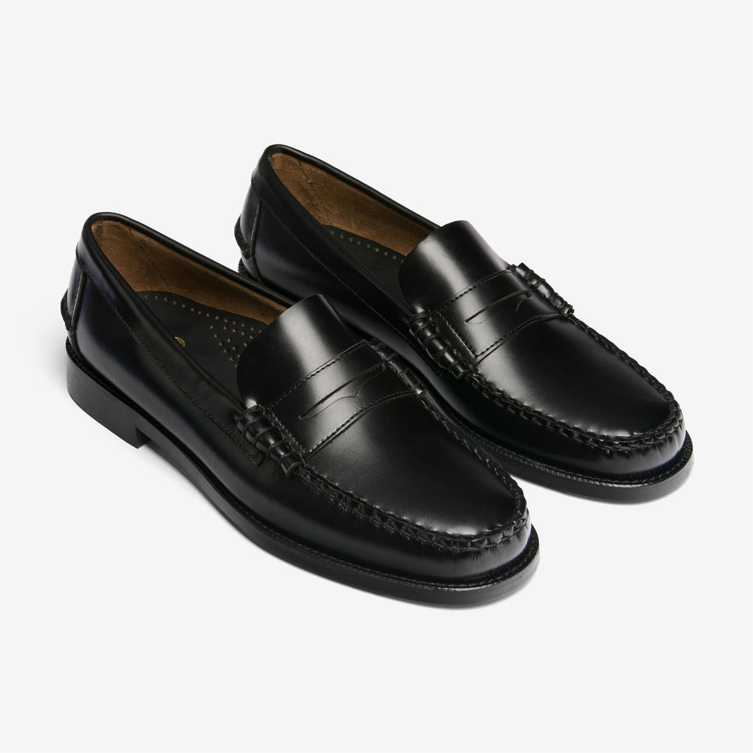 Mocasines negros de piel para hombre con tacón de goma. main