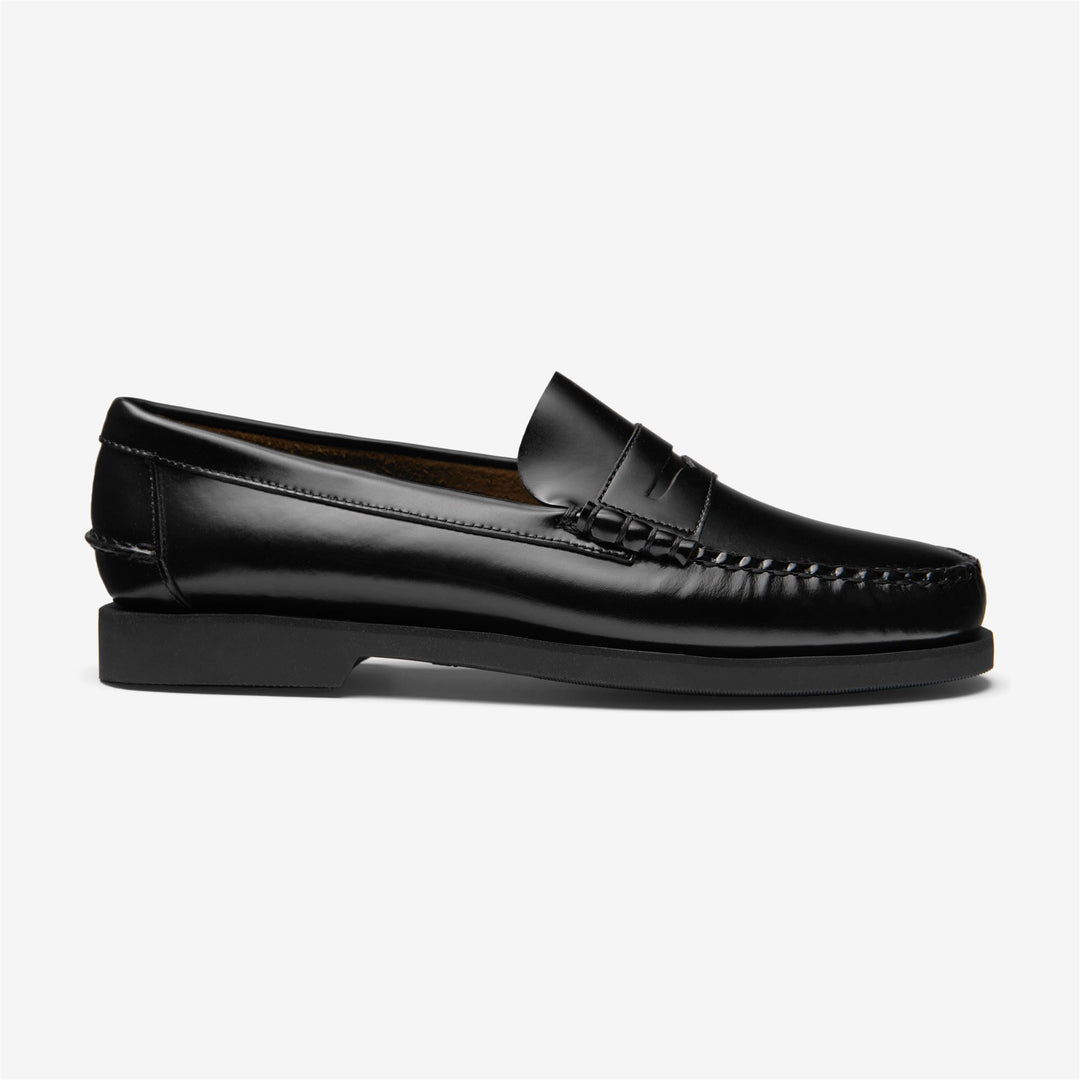 Black Men's Leather Moccasin Loafers with Foam Rubber Sole 01