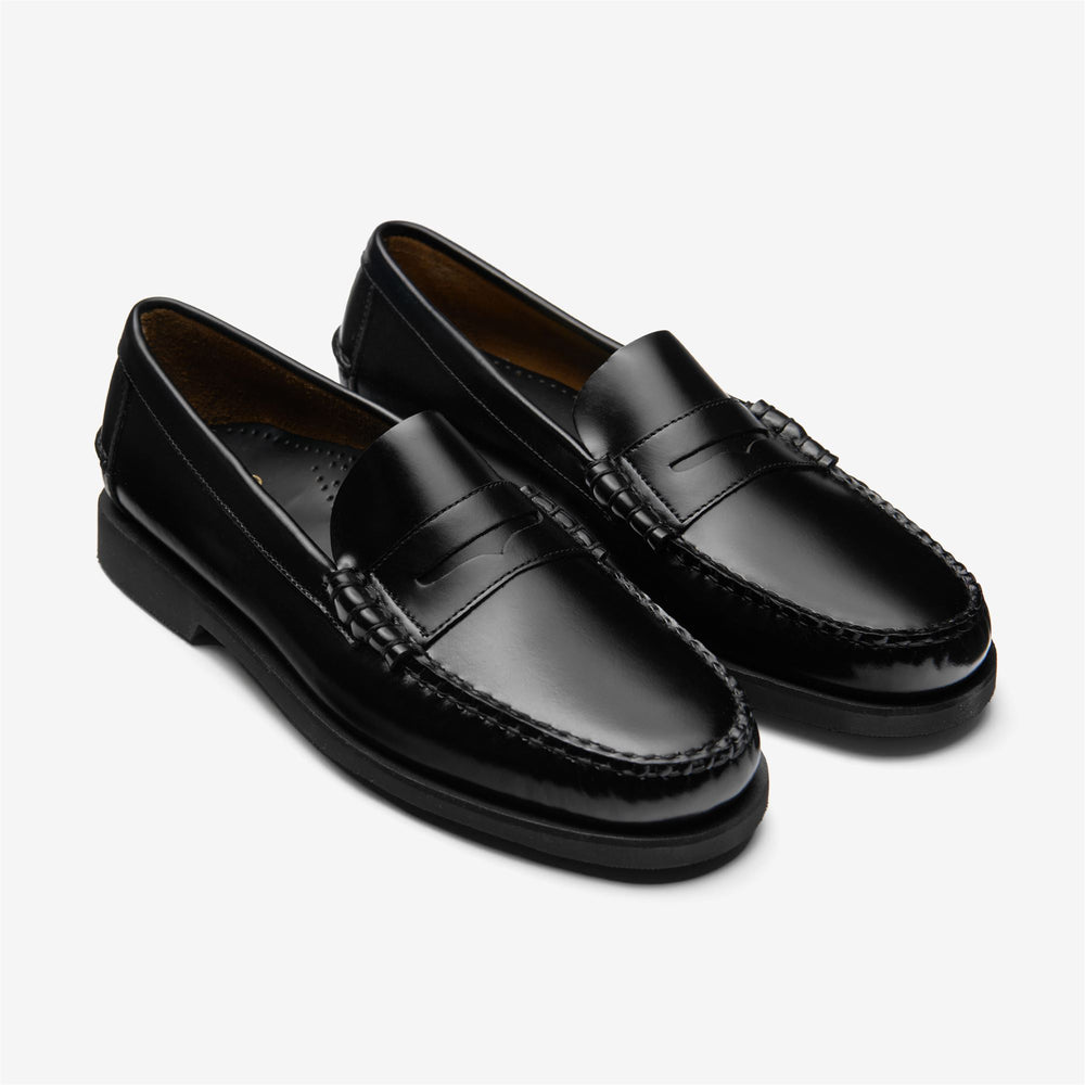 Mocasines negros de piel para hombre con suela de gomaespuma 02
