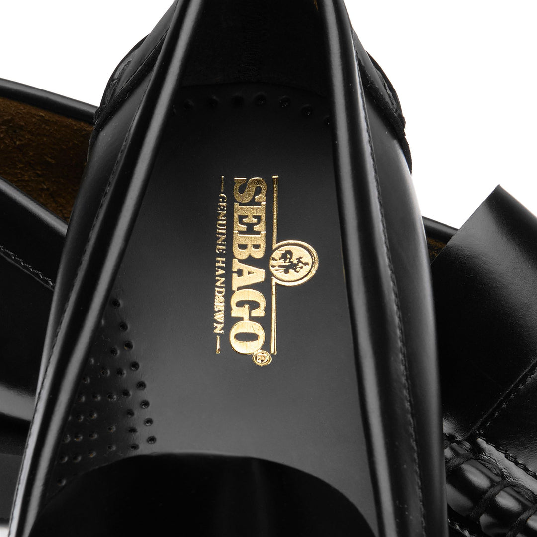 Mocassini da uomo in pelle nera con suola in gommapiuma main