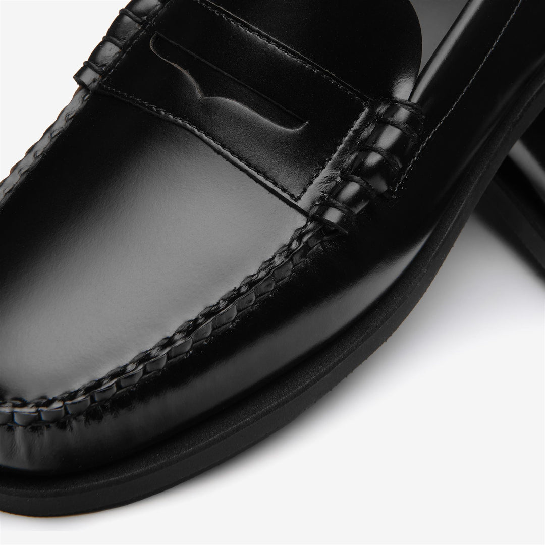 Black Men's Leather Moccasin Loafers with Foam Rubber Sole main