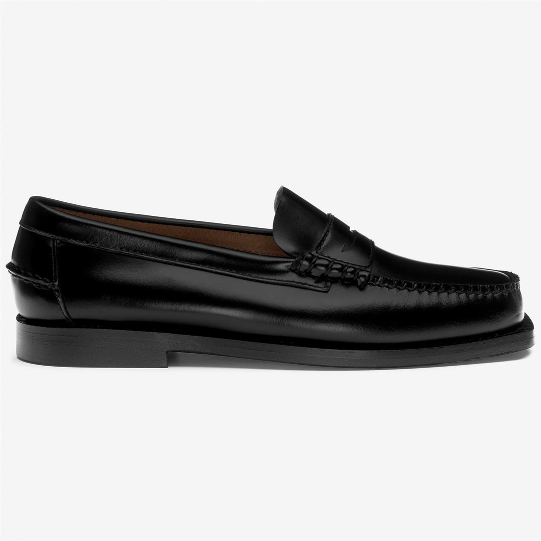 Black Women's Leather Moccasins with Square Toe 01
