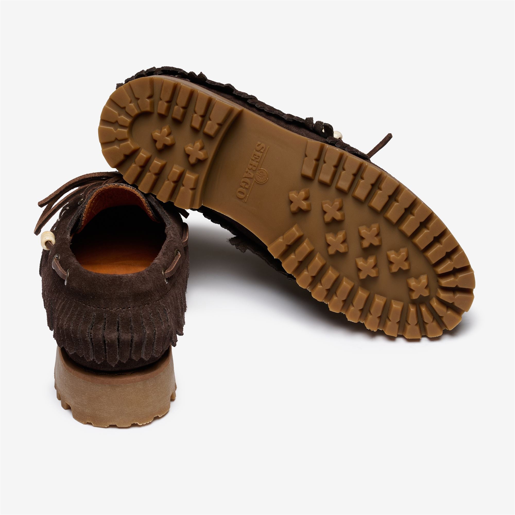Brown Women's Suede Moccasin with Fringe and Bead Detail | Sebago