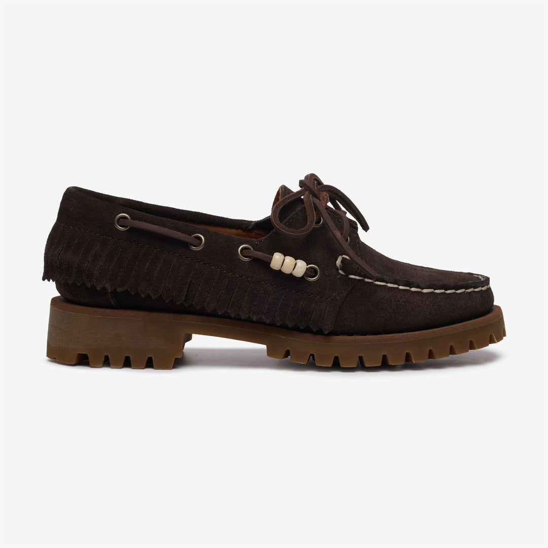 Brown Women's Suede Moccasin with Fringe and Bead Detail 01