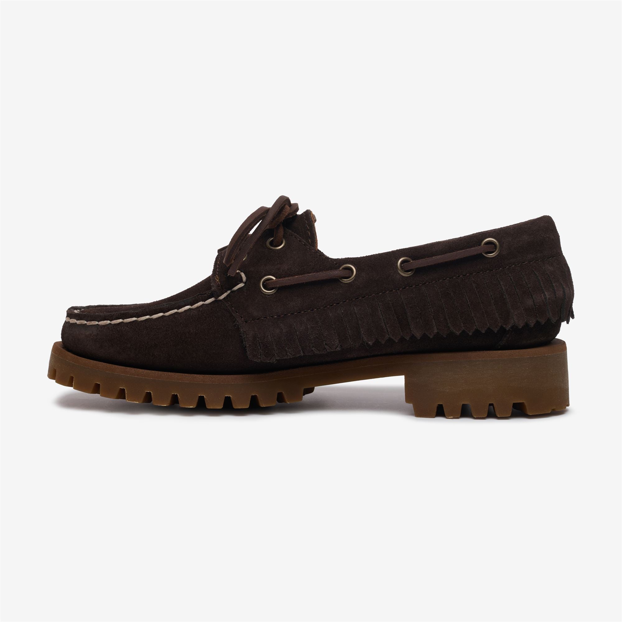 Brown Women's Suede Moccasin with Fringe and Bead Detail | Sebago
