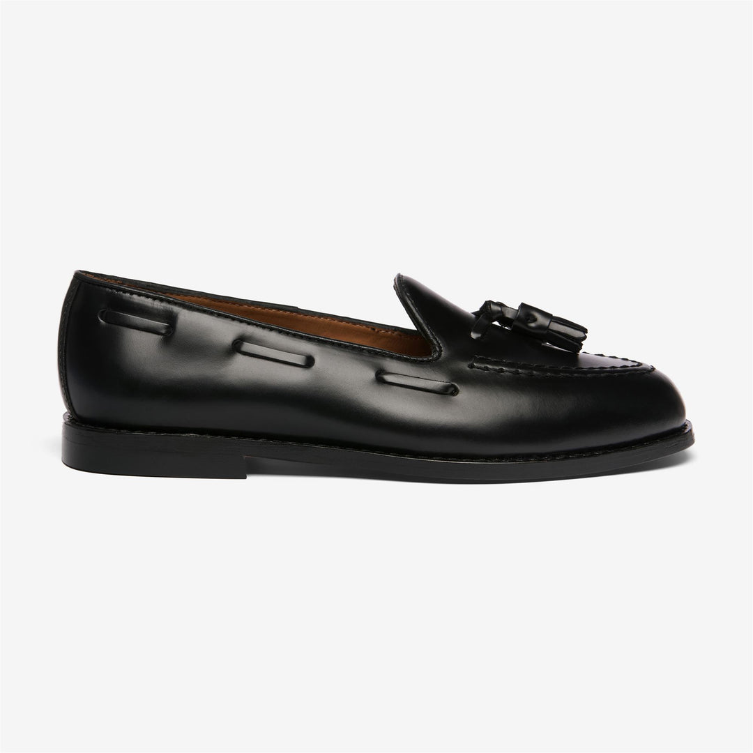 Schwarze Damen-Slipper aus Leder mit Schnürung und Quasten main