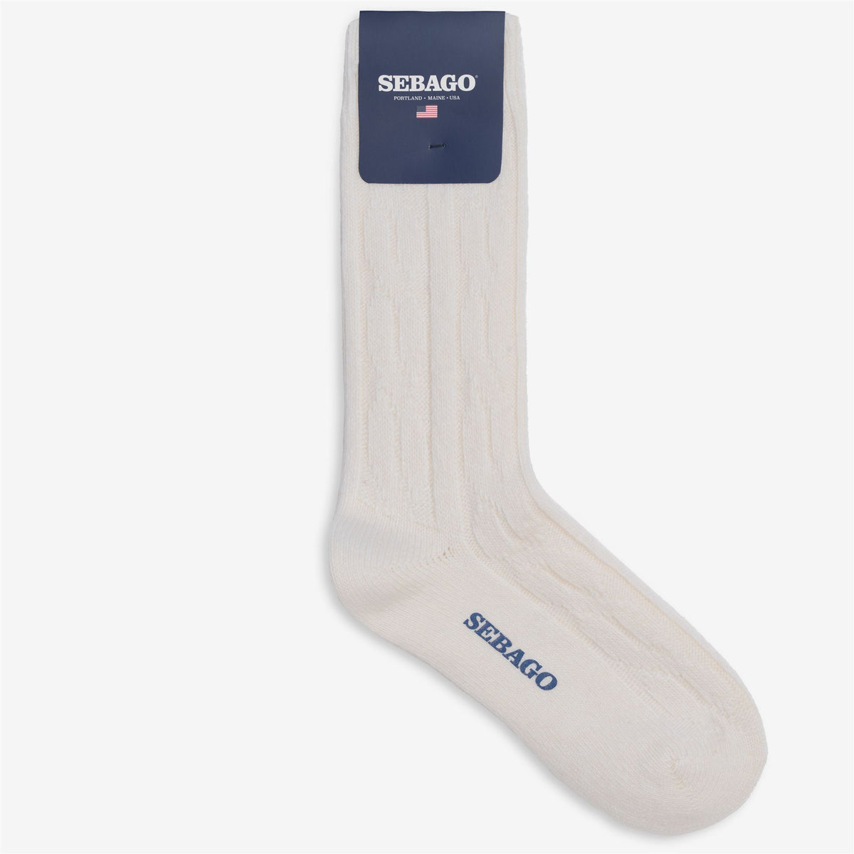 White Unisex Wool Cashmere Crew Sock
